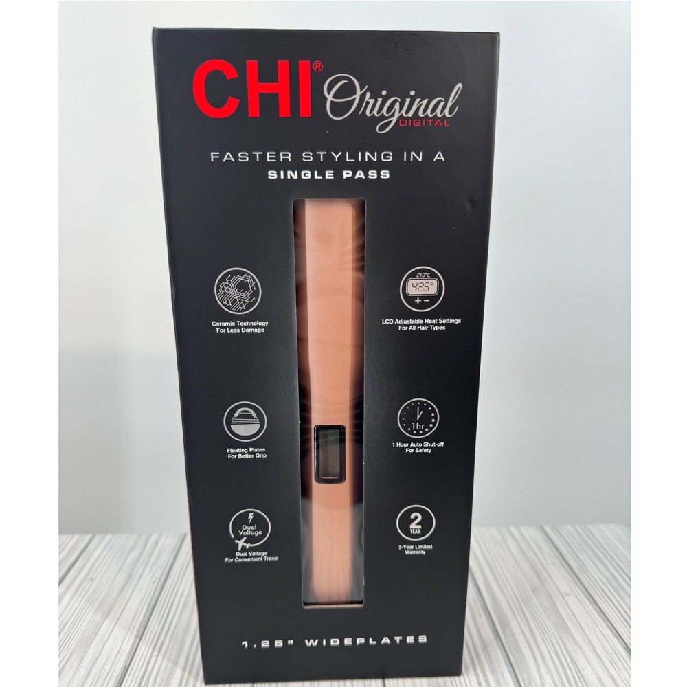 CHI Original Digital‎ Ceramic Hair Styling Iron 1.25 Inch Rose Gold CA7558 New